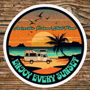 Galveston Island Texas State Park Vinyl Sticker Souvenir Gift, Tumbler Stickers, Laptop Stickers, RV Camping, Hiking Gifts Fishing Decals