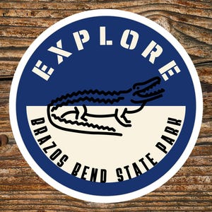 Adesivo in vinile del parco statale di Brazos Bend, Texas, souvenir, decalcomania, bicchiere, viaggi, regali per campeggio, regali per escursioni, pesca