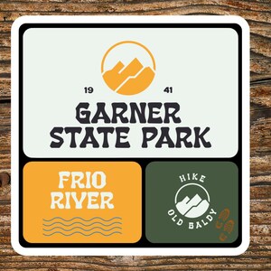 Garner Texas State Park Vinyl Sticker Souvenir Gift, Tumbler Stickers, River Trip, RV Camping Gifts, Laptop Stickers, Fishing Decals