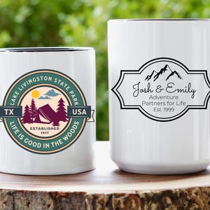 Lake Livingston Texas State Park Personalized Coffee Mug, Custom Coffee Mug, Camping Gear, Camping Gift, Anniversary, Birthday, Couples