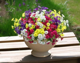 Colorful Morning Glory Outdoor Fake Flowers – 12 Bundles UV Resistant Realistic Silk Plants for Porch Patio Garden Planters