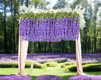 6-Pack Purple Wisteria Garland | 3.75ft Hanging Silk Flower Vines for Wedding Arch, Party Backdrop, Home Wall Decor