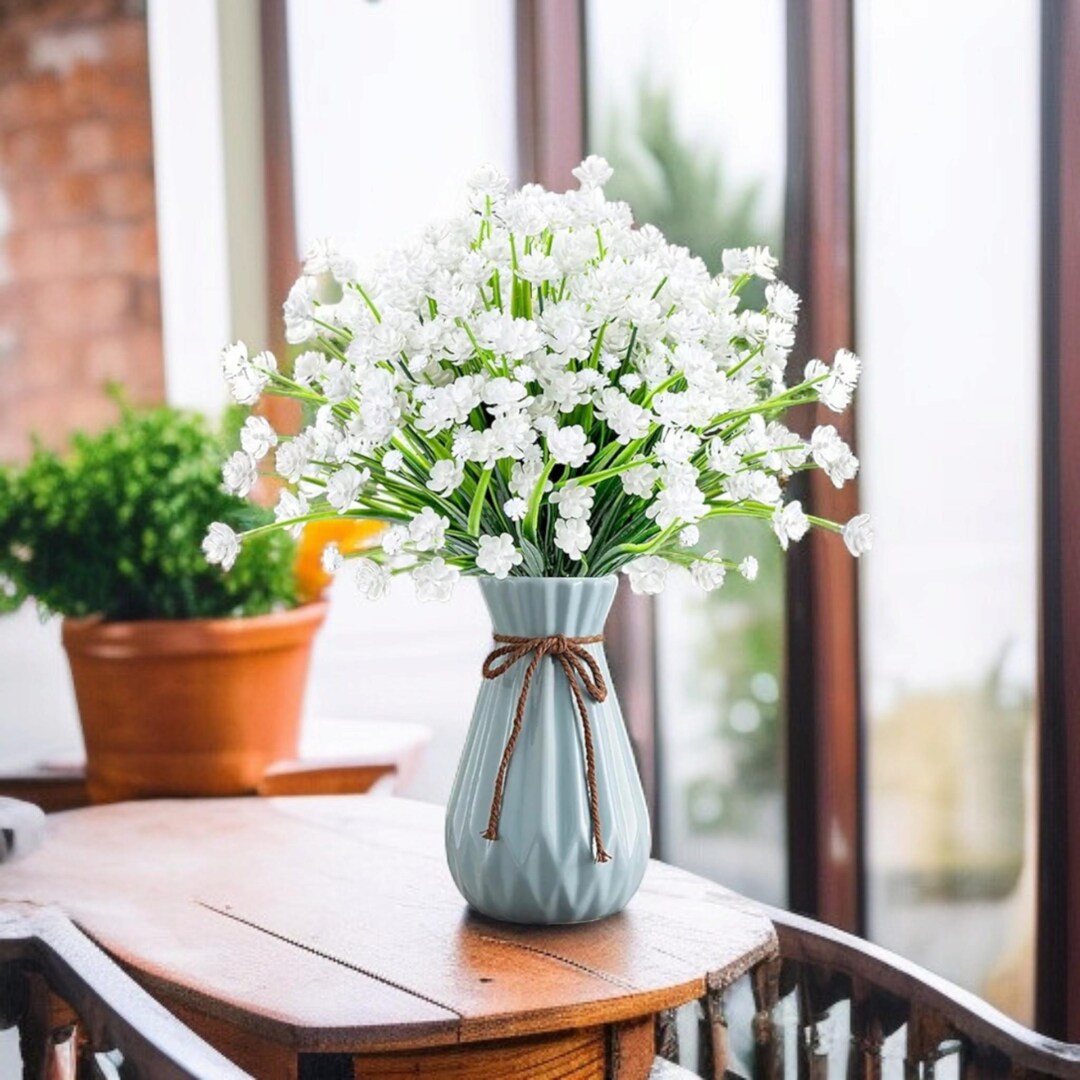 White Outdoor Artificial Flowers Bulk – UV Resistant Fake Plants for ...