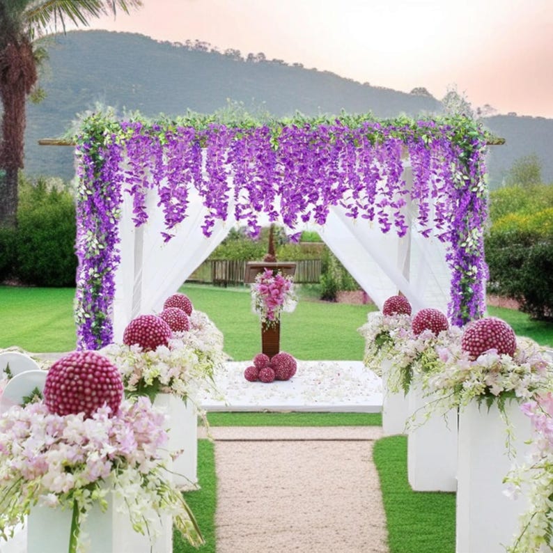 6 Pack Artificial Wisteria Garland – 35.4FT Hanging Wisteria Vines for ...