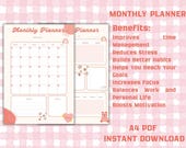 Monthly Planner Printable Undated Calendar Digital Download Minimalist Organizer Productivity Template for Home Office Students Moms