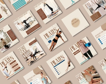 Paquete de publicaciones de Pilates para redes sociales: contenido de Pilates editable para instructores y estudios