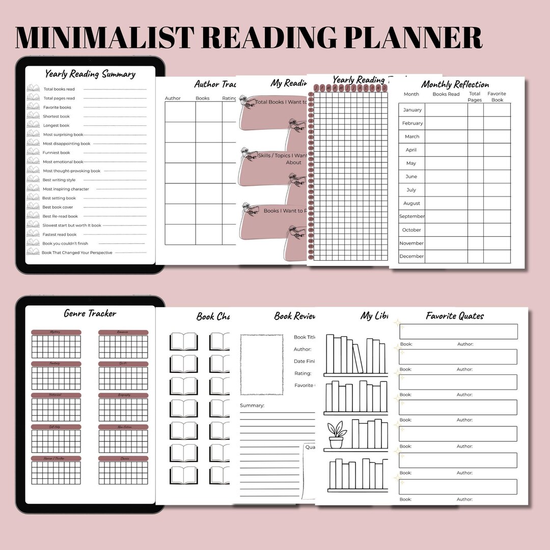 Minimalist Reading Journal: Book Review & Library Tracker (PDF Digital ...