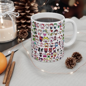 Uroczy kubek z postacią z kreskówki, 11-uncjowy zabawny kubek dla dzieci, prezenty dla fanów Hello Kitty, uroczy kubek do kawy i herbaty, fantazyjne naczynia do picia