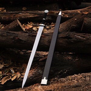 Handmade Witcher Sword, White Wolf Monster Slayer Sword with Scabbard, Geralt of Rivia Steel Sword, Wild Hunt Replica Sword, Christmas Gift