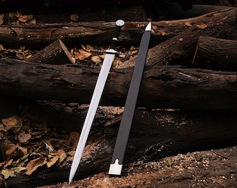 Handmade Witcher Sword, White Wolf Monster Slayer Sword with Scabbard, Geralt of Rivia Steel Sword, Wild Hunt Replica Sword, Christmas Gift