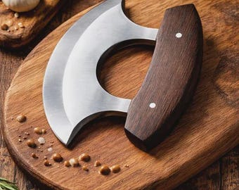 Ulu Style Curved Kitchen Chopper – Handmade Traditional Cooking Tool