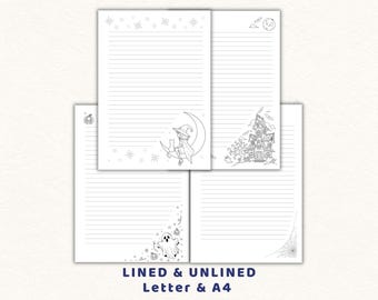 Halloween Writing Paper – Spooky Digital Stationery Set | A4 & US Letter Printable Pages for Notes, Letters and Journaling