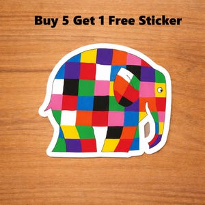 Elmer Book day Sticker, Elephant Book Day Car Magnet, Cute Elephant Sticker, Animal Lover Gift, Children Books, Back to School Sticker