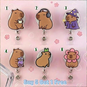 Söt Capybara Medicinsk Badge Rulla, Akryl Utdragbar ID-hållare för Sjuksköterska, Läkare, Vårdpersonal, Sjuksköterskestudent Gåva