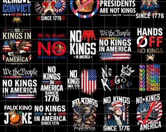 50+No Kings in America bundle PNG, Anti-Trump Protest Digital Download, Patriotic Democracy PNG, No Kings in America Sign, Not my President