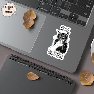 Become Ungovernable - Black Cat Biting Hand Meme Sticker, Anarchist Sticker, Funny Sticker, Funny Animal Stickers, Meme Sticker Gift Idea
