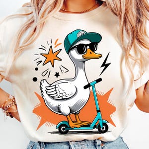 Boy Goose PNG, Boy Summer PNG, Silly Goose Boy, Scooter Boy Design Image, download digital