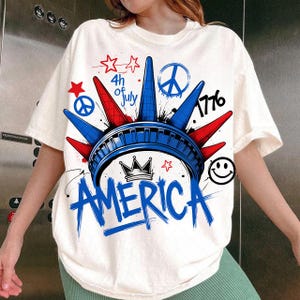 4th of July Statue of Liberty Png, USA Png,  America 4th July Png Design, Graffiti America Png, USA America Flag, American Girl Shirt Design
