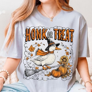 Honk or Treat Halloween Goose PNG, Cute Goose Witchy Halloween Png Design, Fall Shirt Png, Spooky Goose png,Retro Halloween Sublimation Png