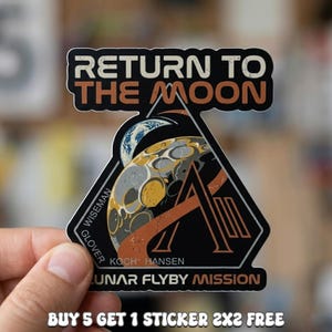 Artemis II Patch Sticker, NASA Retro Sticker, Space Logo Decal, Waterproof Vinyl, Laptop Water Bottle Car Sticker, Gift for Space Lovers