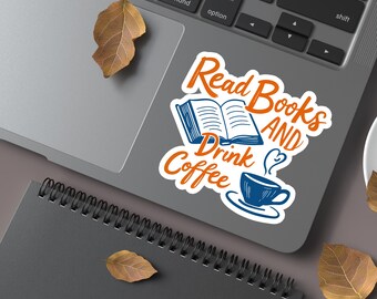 Books and Coffee Sticker, Books & Coffee Sticker, I Love Books and Coffee Sticker, Books and Coffee
