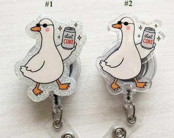 Funny Goose Retractable Badge Reel, Silly Drink Humor Badge Holder with Retractable Clip for Nurse, Office Staff, RN id Holder, Nurse Gift