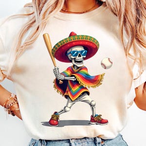 Cinco De Mayo Mariachi Esqueleto Béisbol Sombrero Mexicano Png, Esqueleto Jugando Béisbol Png, Divertido Diseño De Béisbol Cinco de Mayo