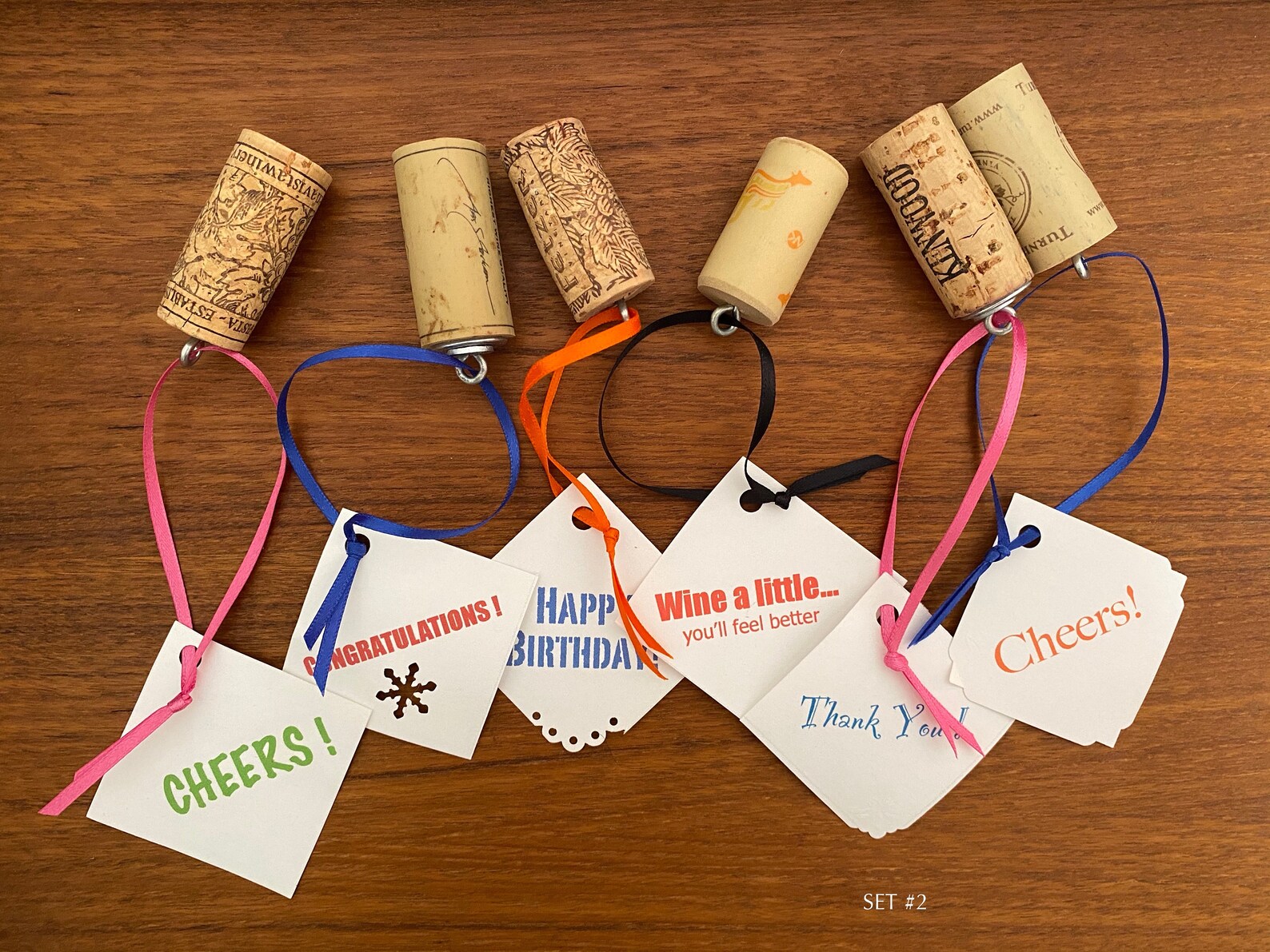 Set of SIX wine cork gift tags Wine Bottle Gift Tag Thank Etsy