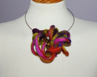pink green lagenlook Purple nuno felted wool /& silk brooch pin Mothers Day Unique quirky gifts artsy