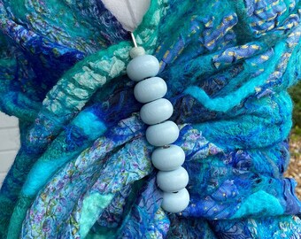 Baby blue wooden shawl pin , pale blue  wooden brooch, light blue shawl pin, statemen pin, lagenlook jewellery, oversized pin, gift for mum