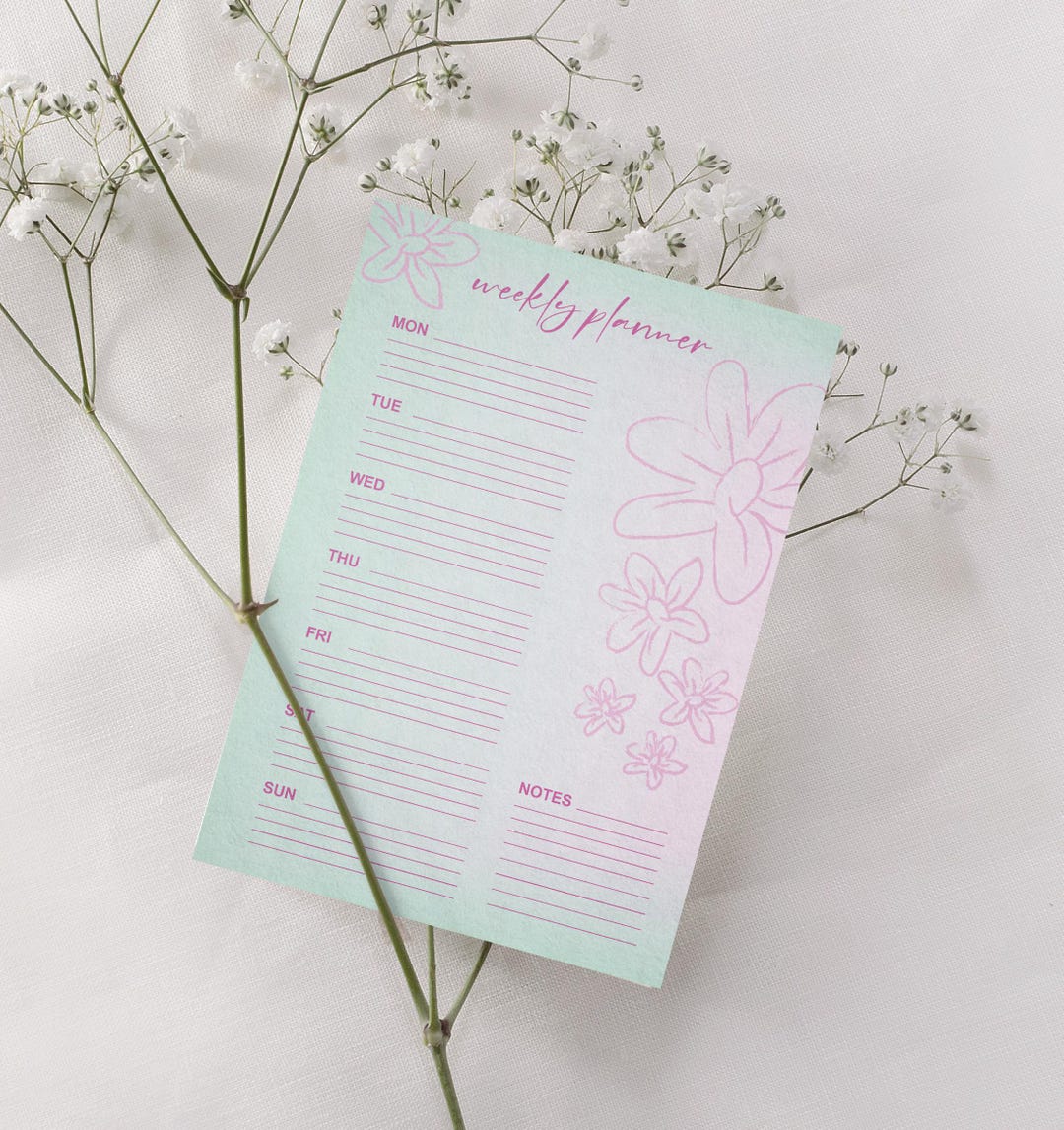 Minimal Weekly Planner | Printable A4 PDF | Floral Simple Organizer - Etsy