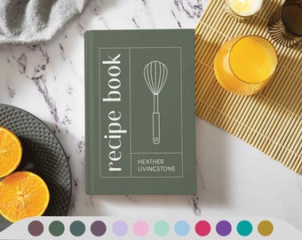 Modern Whisk Recipe Book, Minimal Personalized Custom Recipe Name Journal, Notebook Family Chef Kitchen Baker Gift for Her Mom Cook Baker