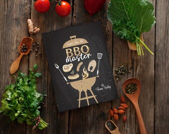 BBQ Master Custom Cookbook, Grill Recipe Journal, Family Meat Chef Notebook, Kitchen Book Personalized Gift for Him Dad Grandpa Father's Day