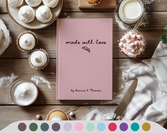 Made with Love Recipe Book, Minimal Personalized Custom Name Journal, Notebook Chef Kitchen Baker Couple Wedding Anniversary Gift Cook