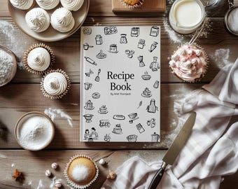 Home Baker Recipe Book, Icon Personalized Custom Cookbook Journal, Family Chef Name Notebook, Kitchen Baking Gift for Her Mom Keepsake