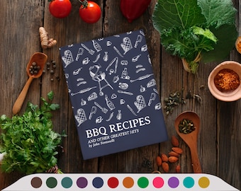 Custom BBQ Recipe Cookbook, Grill Journal, Family Meat Chef Notebook, Kitchen Book Personalized Gift for Him, Dad, Grandpa, Father's Day