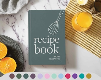 Simple Whisk Personalized Recipe Book, Modern Minimal Custom Recipe Name Journal, Notebook Family Chef Kitchen Baker Gift for Her Mom Cook