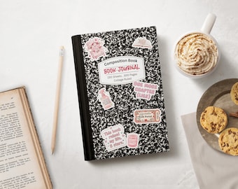 Bookish Girlie Book Review Journal, Reading Log Notebook, TBR Organizer for Readers, Book Lover Gift, Bookshelf Tracker Diary, Pink Stickers