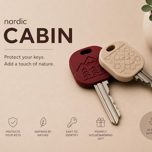 Nordic Cabin Key Cover 3-Pack: Scandinavian Mountain & Forest Design