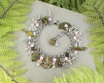 Marie Antoinette Inspired Posh French Lady Queen King Cake Vintage Charm Bracelet