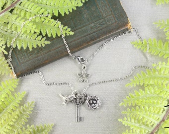 The Secret Garden Inspired CHOOSE Frances Hodgson Burnett Robin Key Nest Garden Charm Necklace