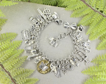 Great Gatsby Inspired New York 20's Classic Book Love Vintage Charm Bracelet