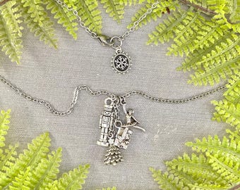 Nutcracker Charm Necklace, Ballet Christmas Holiday Jewelry