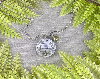 Mushroom Toadstool Fern Forest Woodland Stamped Necklace