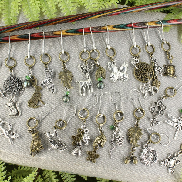 Forest Mushroom Creatures Fox Tree Rabbit Leaf Acorn Stitch Markers Sewing Notions