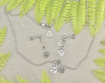 Snail Mail Postal Carrier Gift Post Office Mail Snail Necklace Earring SET