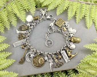 Hocus Pocus Inspired Witch Cat Halloween Movie Vintage Charm Bracelet
