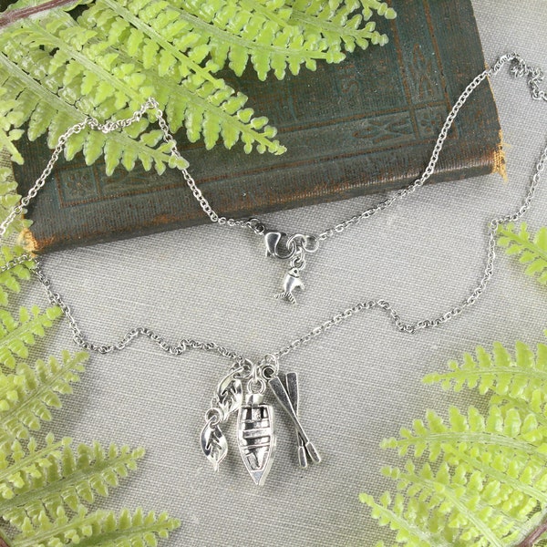 Wind in the Willows Kenneth Grahame Inspired Boat Willow Leaf Fish River Charm Necklace