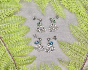 Irish Celtic Knot Azure Green Love Luck CHOOSE Hypo-Allergenic Charm Earrings