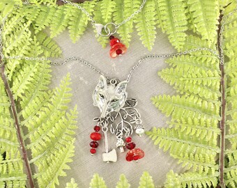 Wolf Red Riding Hood Woodsman Fairytale Forest Cottagecore Long Necklace